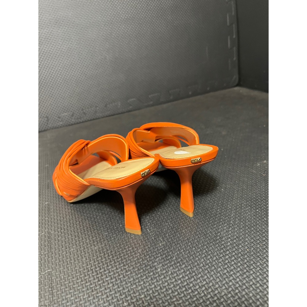 Michael Kors Alessia Mule Sandal Womens 7.5 Orange Pun Twisted Strap Stiletto - Picture 6 of 6